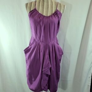 Rebecca Taylor Silk Purple Spaghetti Strap Dress with Pockets Size 0